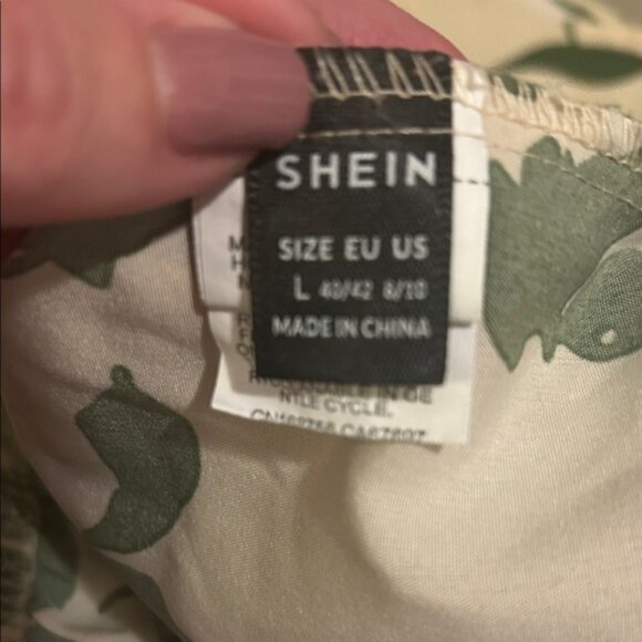 SHEIN Green Floral Women's Strapless Romper - Picture 3 of 3